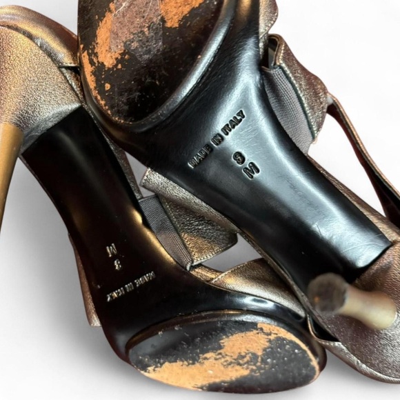 DVF Diane von Furstenberg Metallic Heels 8M Wide Strap Criss Cross Sandals Italy - Picture 8 of 8